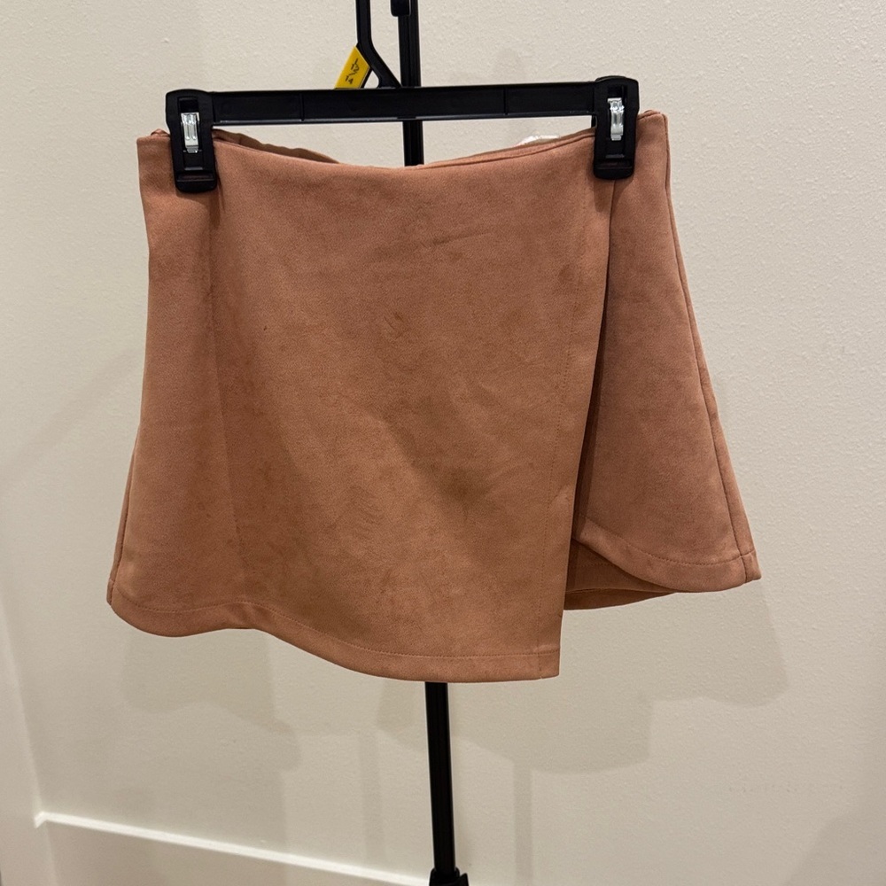 Luxxel Faux Suede Circle Skirt in Dusty Rose